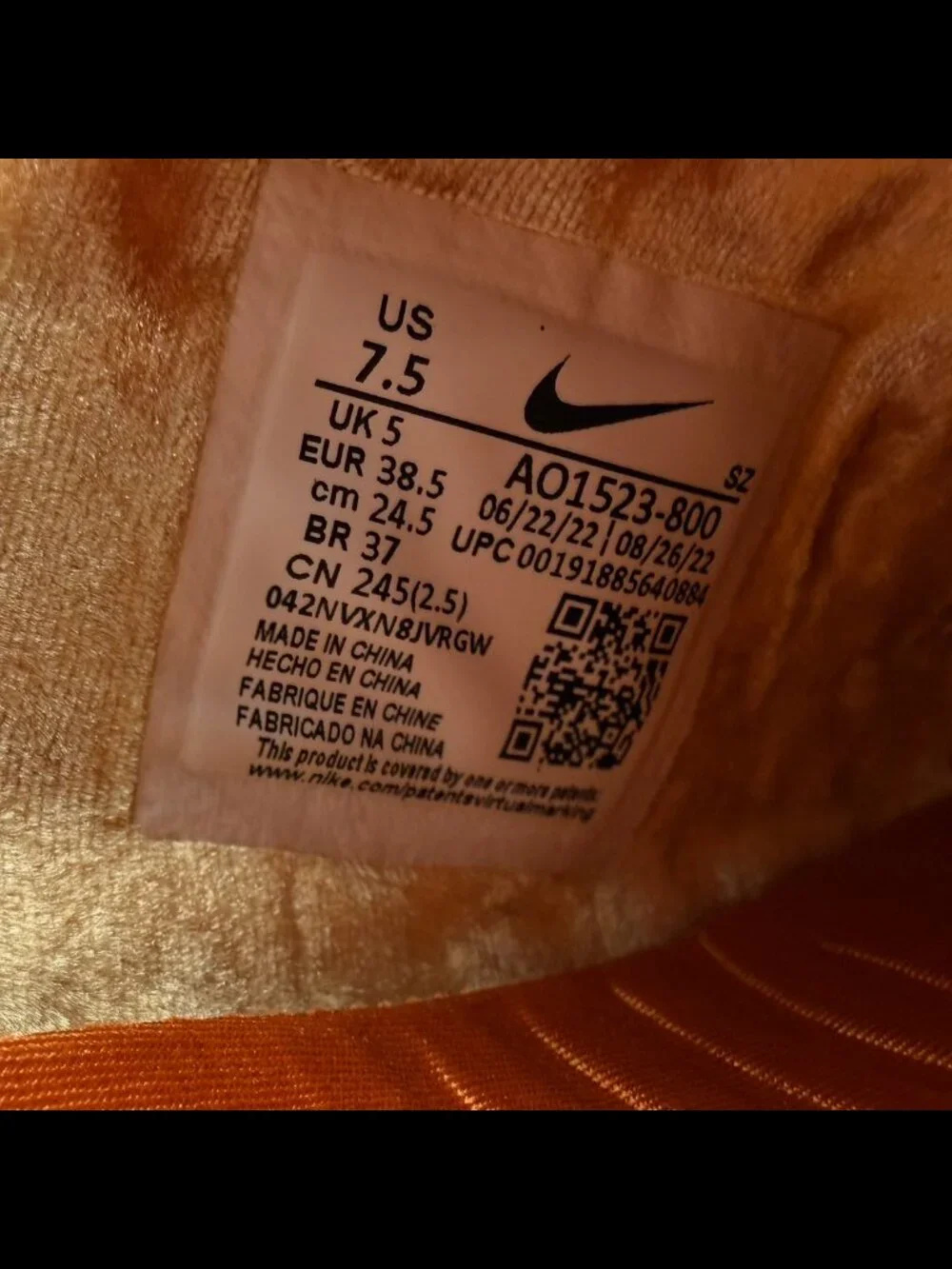 NIKE Air Force 1 Lover XX Shoe Women's Size 7.5 Orange